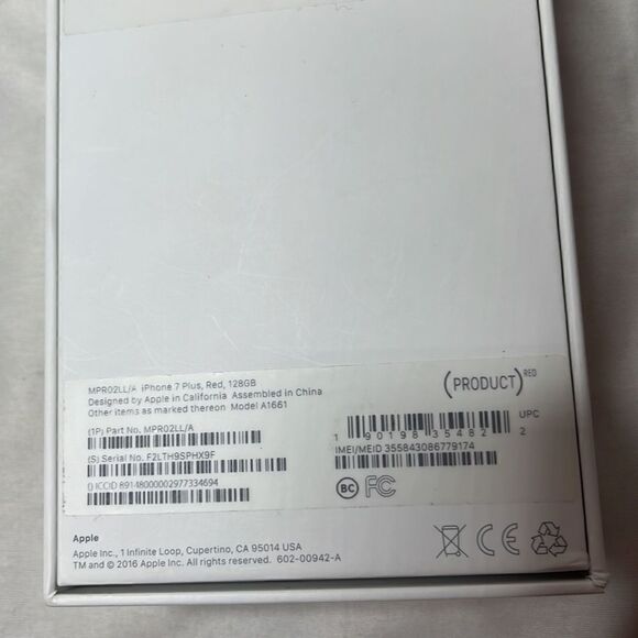 iPhone 7 Red 128 GB Box Only. - Picture 4 of 9